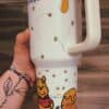 Bee and honey jar mug design, Winnie the Pooh illustration.