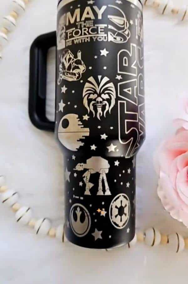 Star Wars-themed clipboard with space and character decals, perfect for fans.