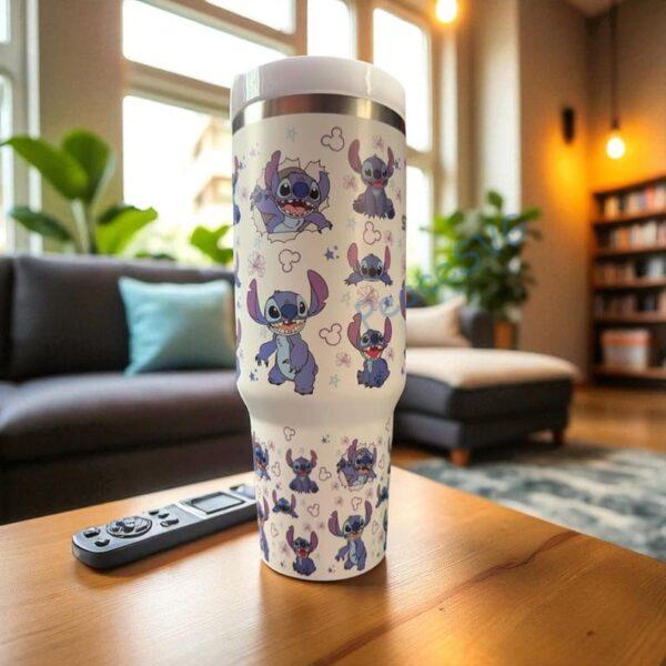 Alternative view of 40oz Stitch Tumbler Cup Travel Mug Portable Coffee Cup Engraved Name Student Gift