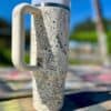 Stylish coffee mug with peace and celestial designs. Perfect for peaceful vibes.