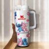 Valentine Couple 40oz Tumbler, Stitch and Angel Inspired Cup, Custom Name Mug Love Gift - Image 2