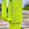 Colorful peace-themed drink bottle with cartoon illustrations and fun designs.