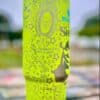 Vibrant neon yellow peace-themed SVG illustration on tumbler.