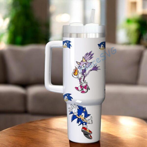 Alternative view of Cartoon Characters 40 oz Tumbler Cup Gift for Gamers and Anime Lovers