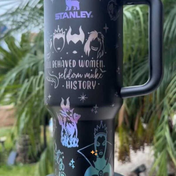 Stylish drink tumbler with peace and empowerment-themed artwork for women.