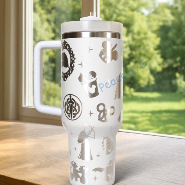 Alternative view of Custom name Brave Princess Laser Tumbler 40oz, Disney Handle Stainless Steel Tumbler