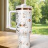 Laser Engraved Stitch Tumbler 40oz, Disney Handle Stainless Steel Tumbler - Image 2