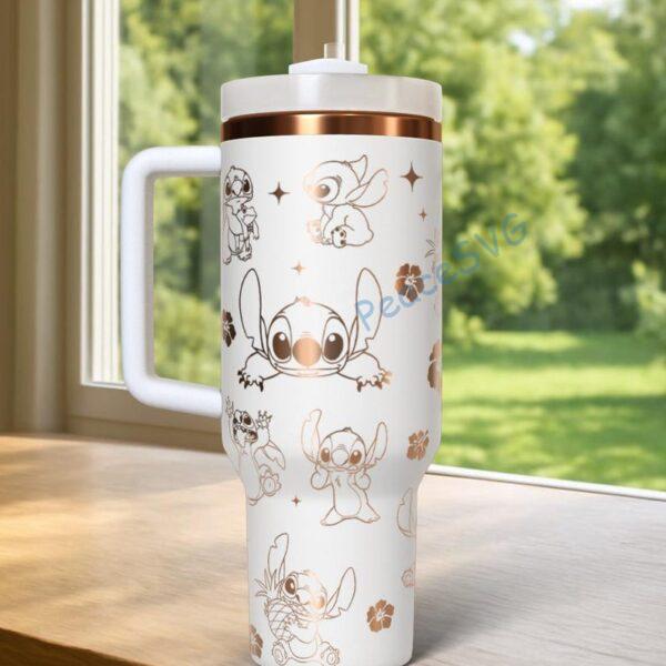 Alternative view of Laser Engraved Stitch Tumbler 40oz, Disney Handle Stainless Steel Tumbler