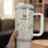 Laser Engraved Beauty and the Beast Tumbler 40oz Princess Rose Cup Insulated Hot And Cold