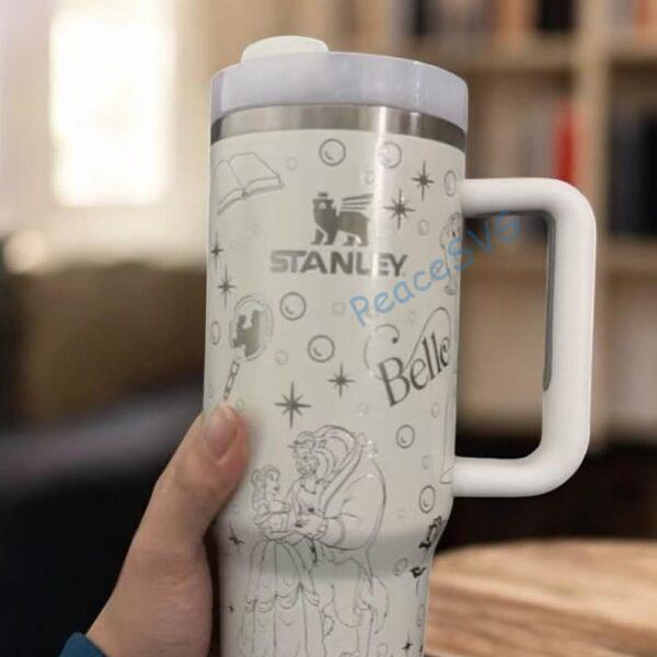 Laser Engraved Beauty and the Beast Tumbler 40oz Princess Rose Cup Insulated Hot And Cold