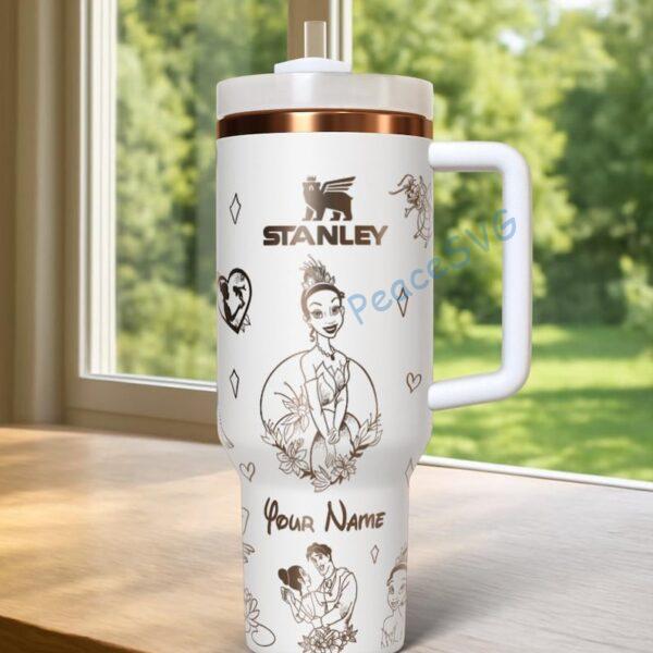 Personalized Tiana 40oz Tumbler Laser Engraved , Princess Cup Handle Stainless Steel Tumbler