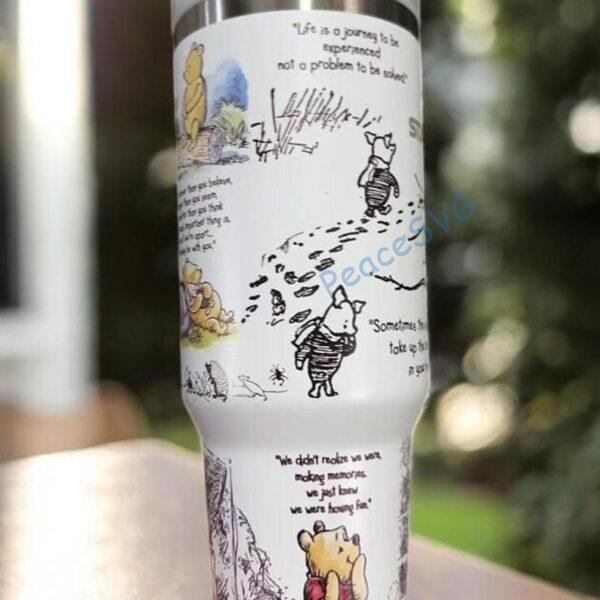 Alternative view of Winnie the Pooh Engraved Tumbler 40 oz Quencher Hundred Acre Wood Disney Tiger, Eeyore, Piglet