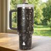 Custom Princess and Frog 40oz tumbler laser Engraved, Handle Stainless Steel Tumbler - Image 5