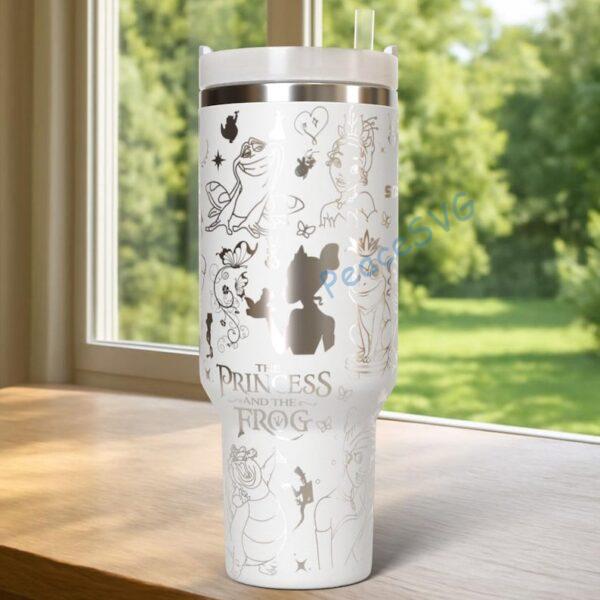 Alternative view of Custom Princess and Frog 40oz tumbler laser Engraved, Handle Stainless Steel Tumbler