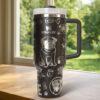 Custom Pug 40oz tumbler laser Engraved, Handle Stainless Steel Tumbler - Image 4