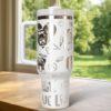 Custom Pug 40oz tumbler laser Engraved, Handle Stainless Steel Tumbler - Image 2