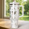 Custom Pug 40oz tumbler laser Engraved, Handle Stainless Steel Tumbler