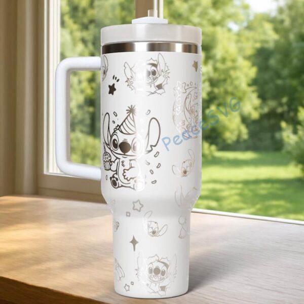 Alternative view of Laser Engraved Blue Alien Tumbler40oz Stainless Steel Travel Cup