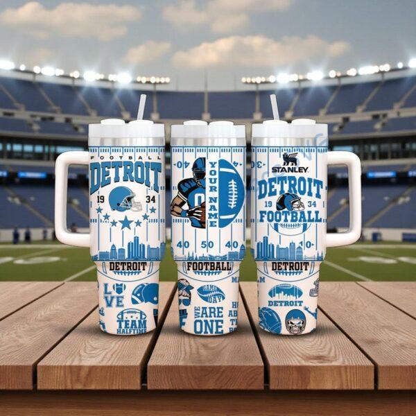 Alternative view of Personalized Detroit Football 40oz Stainless Tumbler With Handle, Printed Football Game Day Mug