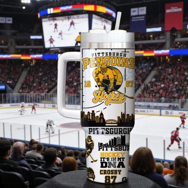 Alternative view of Pittsburgh Penguins 40 oz Tumbler with Straw, Gift for him, hockey coach gift