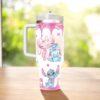 Valentine Blue Alien And Angel Valentine 40oz Tumbler Gift For Her - Image 2