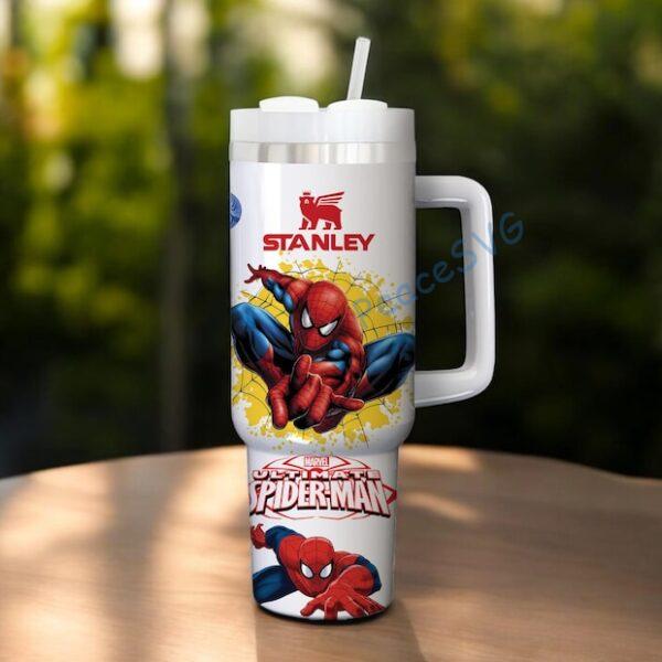 Alternative view of Custom Spiderman 40oz Tumbler, Spider Cup Gift, Superhero Handle Stainless Steel Tumbler