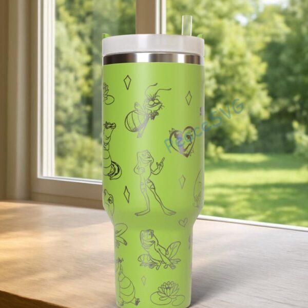 Alternative view of Custom Tiana 40oz Tumbler Laser Engraved , Princess Cup Handle Stainless Steel Tumbler