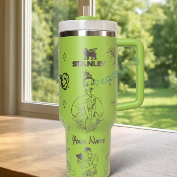Custom Tiana 40oz Tumbler Laser Engraved , Princess Cup Handle Stainless Steel Tumbler