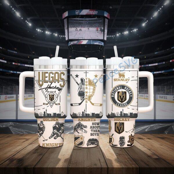 Alternative view of Personalized Golden Knights 40oz Tumbler With Handle, Vegas Hockey Gift For Fan