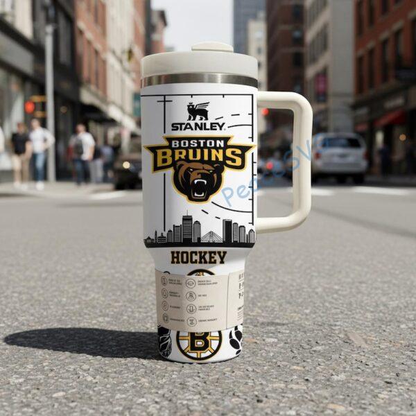 Alternative view of Personalized Boston Bruins Hockey 40oz Tumbler With Handle, Boston Fan Gift