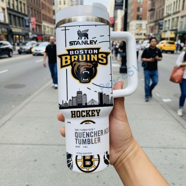 Custom Name Boston Bruins Hockey 40oz Tumbler With Handle, Boston Fan Gift
