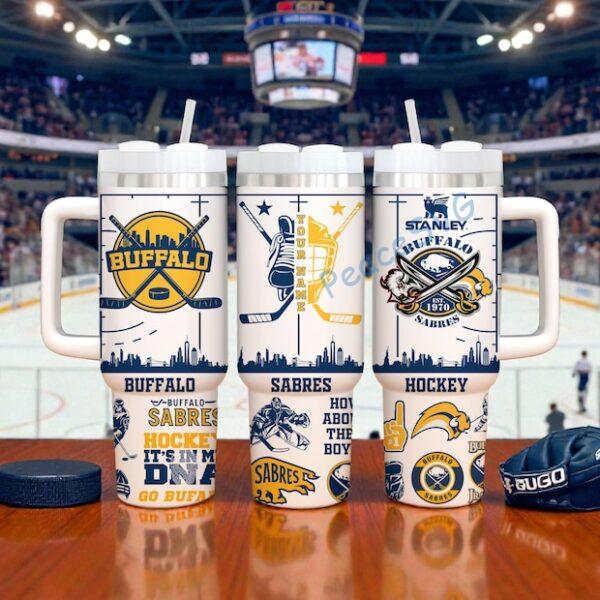 Custom Name Buffalo Hockey 40oz Tumbler With Handle, Boston Fan Gift