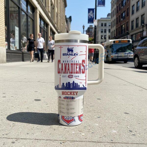 Alternative view of Custom Name Montreal Canadiens Jackets 40oz Tumbler With Handle, Ice Hockey Fan Gift
