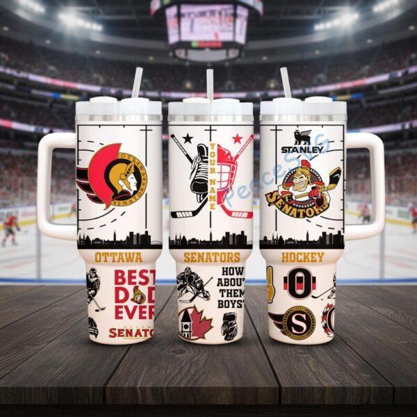 Custom Name Ottawa Senator 40oz Tumbler With Handle, Ice Hockey Fan Gift