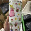 Custom Mario 40oz Tumbler Princess Peach, Mario Bros Cup Birthday Gift - Image 2