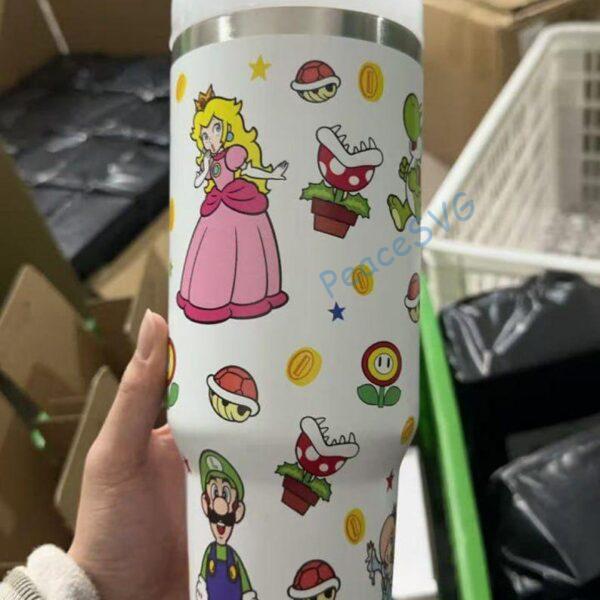 Alternative view of Custom Super Mario 40oz Tumbler Princess Peach, Mario Bros Cup Birthday Gift