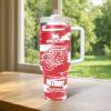 Detroit Red Wing 40oz Tumbler, Ice Hockey Fan Tumbler, Game Day Drinkware
