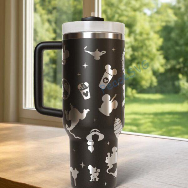 Alternative view of Custom Jasmine 40oz Tumbler Laser Engraved , Disney Princess Cup Handle Stainless Steel Tumbler