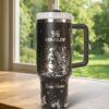 Personalized Little Mermaid Laser Engraved 40oz Tumbler, Disney Cup Handle Stainless Steel Tumbler - Image 5