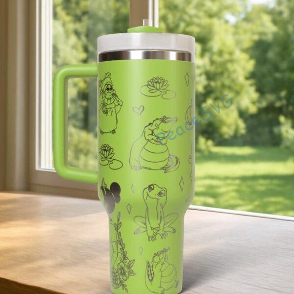 Alternative view of Custom Princess  Tiana 40oz Tumbler Laser Engraved , Disney Cup Handle Stainless Steel Tumbler