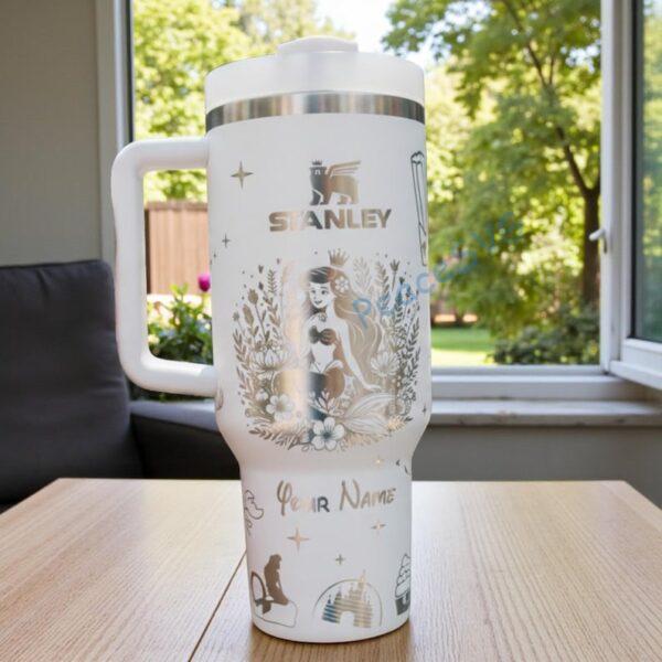 Personalized Little Mermaid Laser Engraved 40oz Tumbler, Disney Cup Handle Stainless Steel Tumbler