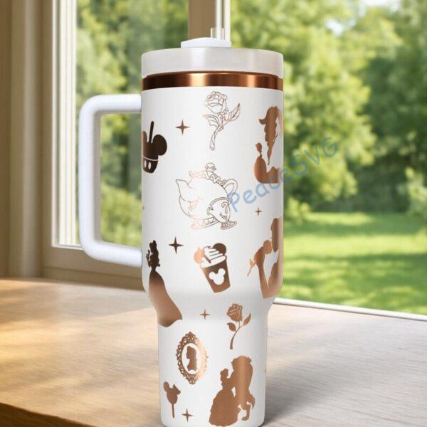 Alternative view of Personalized Beauty & The Beast Theme Laser Engraved Tumbler 40oz , Custom Tumbler with Name
