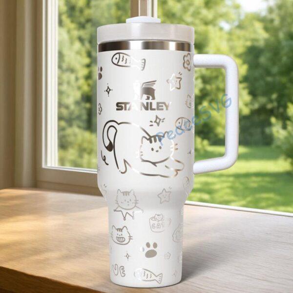 Alternative view of Custom Cat Lovers 40oz tumbler laser, personalized gift for her