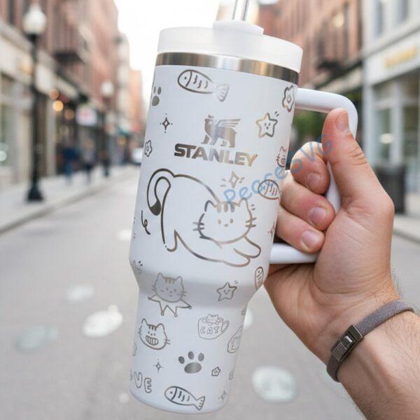 Custom Cat Lovers 40oz tumbler laser, personalized gift for her
