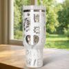Custom Pug 40oz tumbler laser Engraved, Handle Stainless Steel Tumbler - Image 3