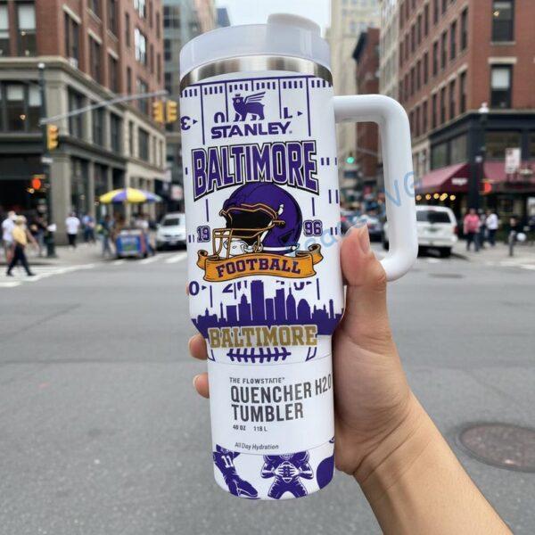 Custom Name Baltimore Football Greatest Of All Time Team Legends 40oz Stainless Tumbler With Handle