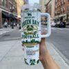 Personalized Green Bay Football 40oz Stainless Tumbler With Handle, Football Gift - Image 6