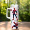 Custom Spiderman 40oz Tumbler, Spider Cup Gift, Superhero Handle Stainless Steel Tumbler - Image 3