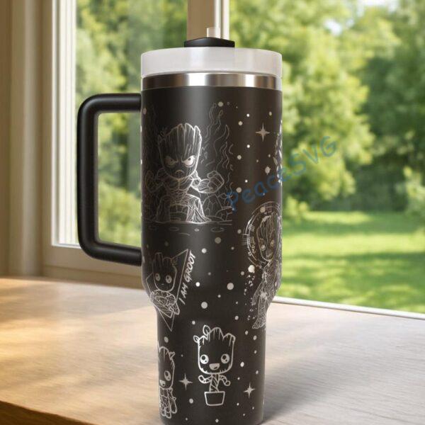 Alternative view of Groot 40oz Tumbler Laser Engraved , Personalized Made Cup, Guardians Tree Man