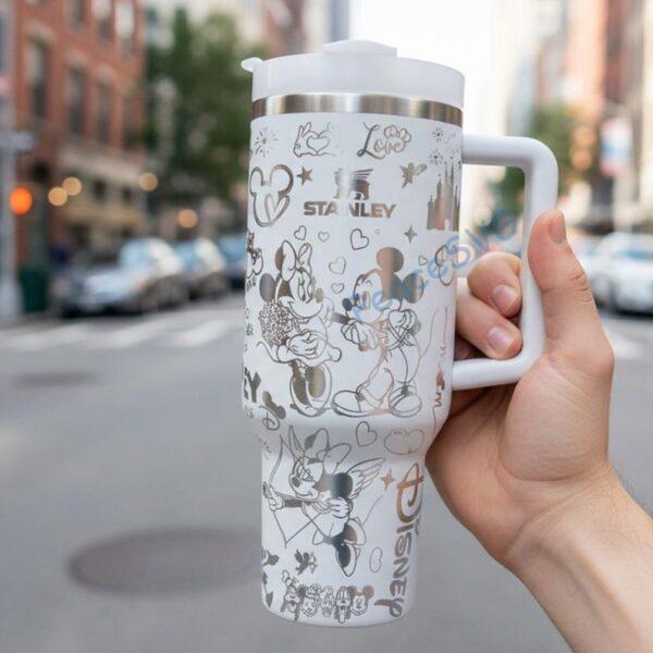 Personalized Valentine Mouse Minnie Laser Engraved Tumbler, Disney Couples Coffee Tumbler, Gift For Her